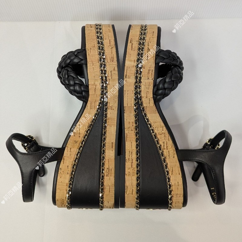 莉亞精品♡CHANEL 編織厚底涼鞋 尺碼36 近新閒置-8