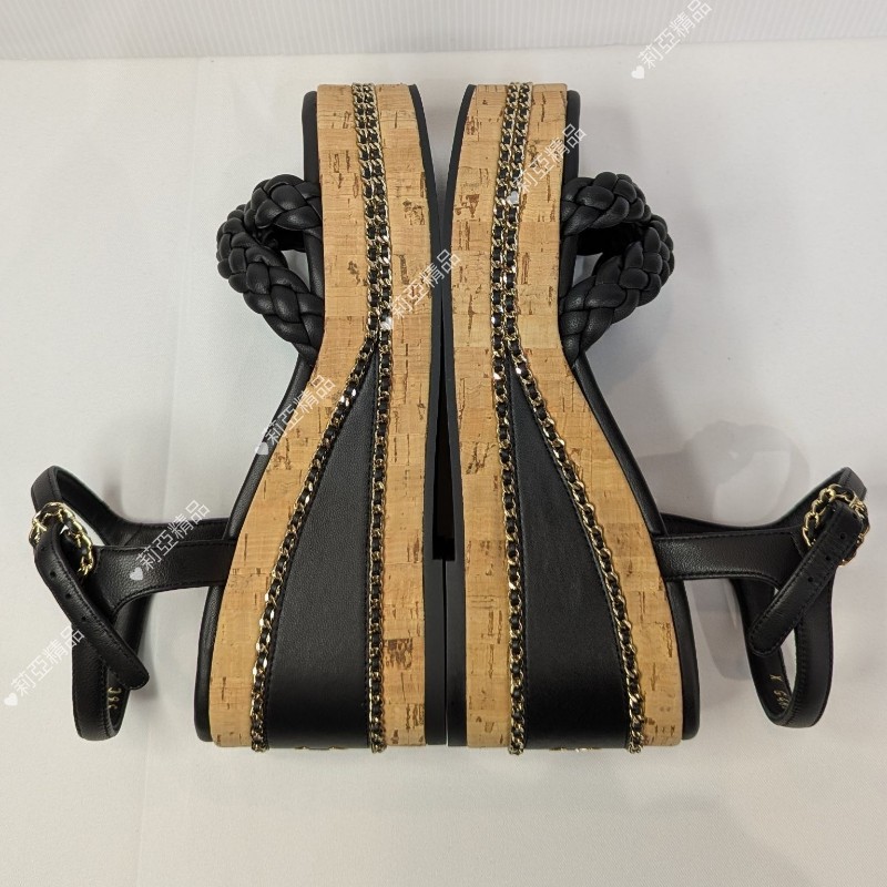 莉亞精品♡CHANEL 編織厚底涼鞋 尺碼36 近新閒置-9