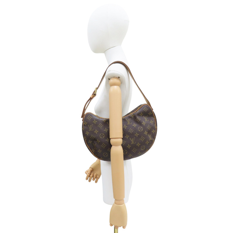 棕色 原花 帆布 Croissant MM 肩背包【LOUIS VUITTON LV 路易威登】 M51512-6