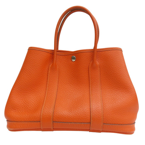 橘色 牛皮 Garden Party 36 手提包 R刻 銀扣【HERMES 愛馬仕】