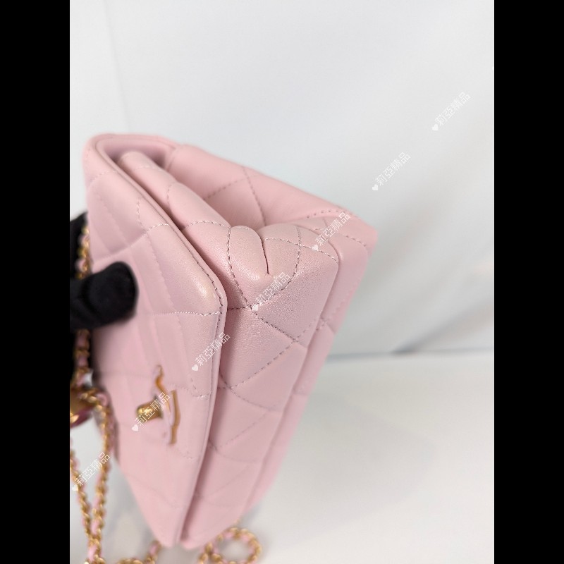 莉亞精品♡CHANEL 粉色琺瑯調節釦方胖 近新美包-7