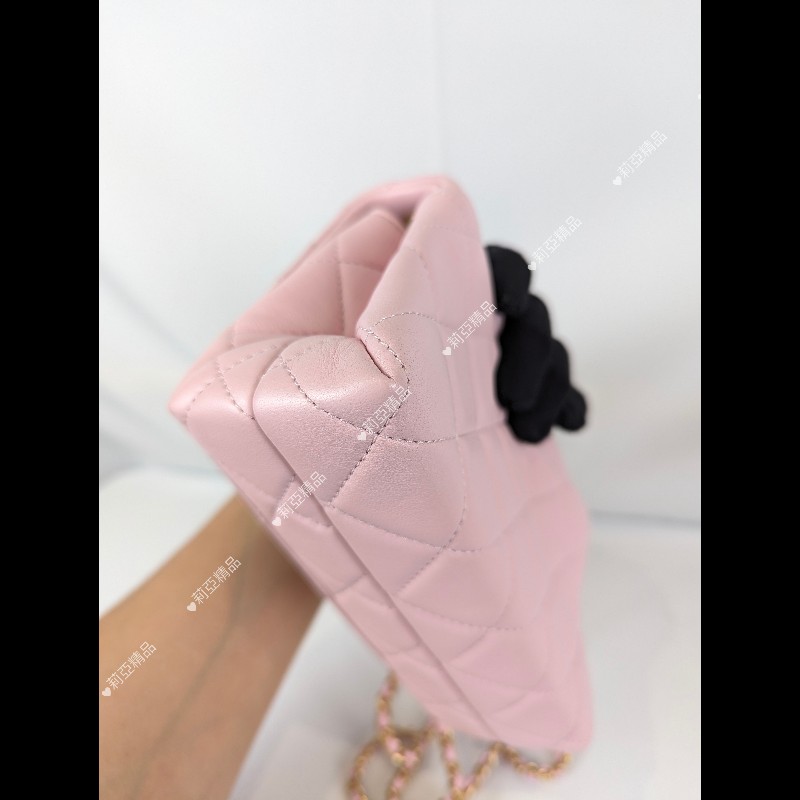 莉亞精品♡CHANEL 粉色琺瑯調節釦方胖 近新美包-8