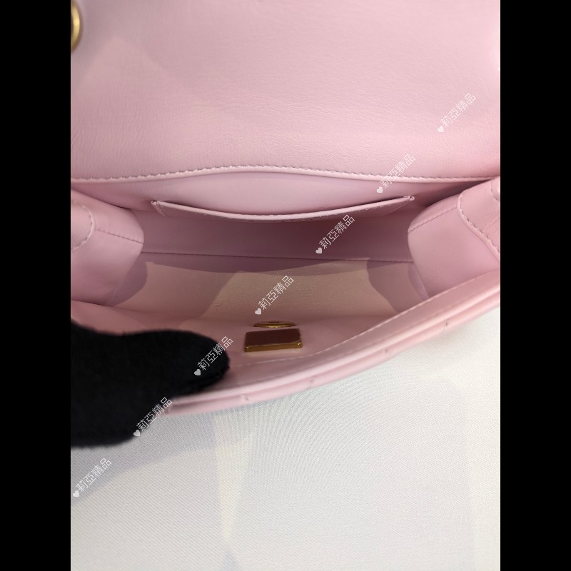 莉亞精品♡CHANEL 粉色琺瑯調節釦方胖 近新美包-13