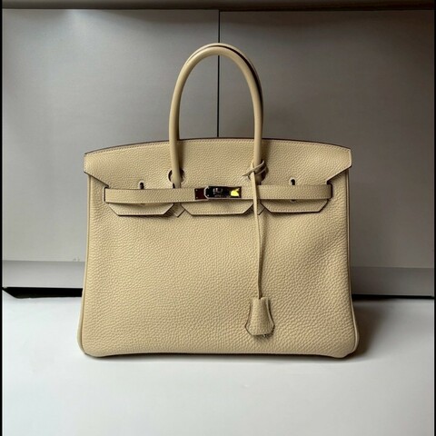 Hermes 銀釦羊毛白皮柏金 35