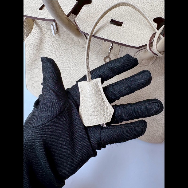 Hermes 銀釦羊毛白皮柏金 35-5