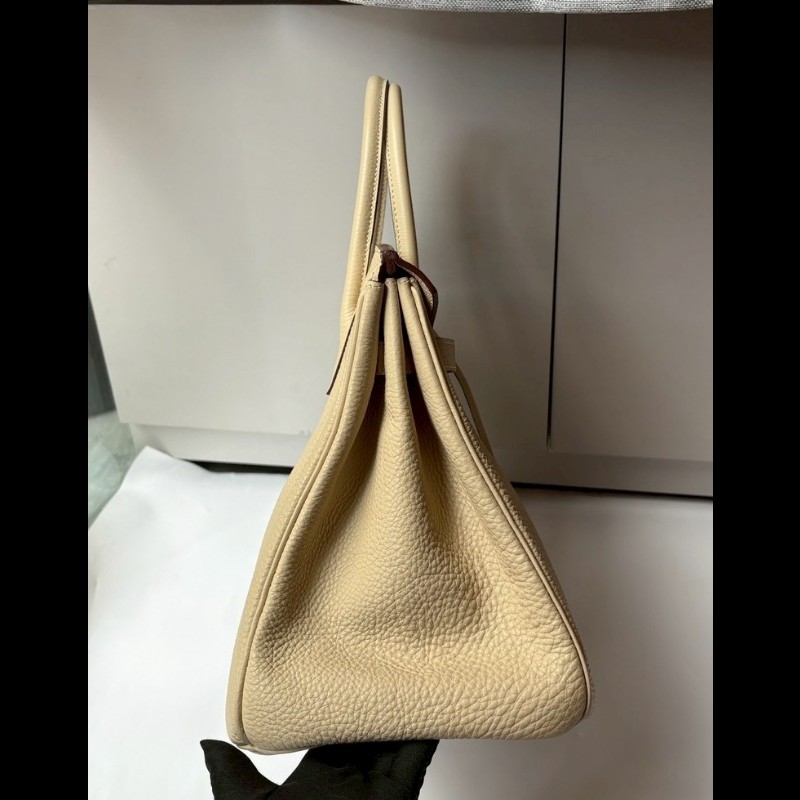 Hermes 銀釦羊毛白皮柏金 35-11