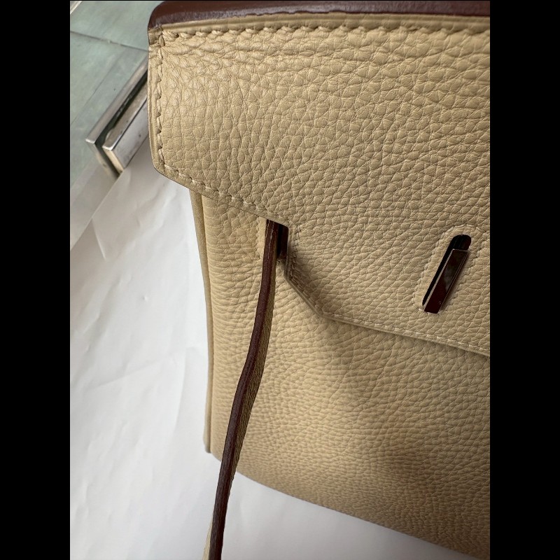 Hermes 銀釦羊毛白皮柏金 35-13