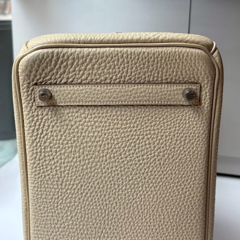 Hermes 銀釦羊毛白皮柏金 35-18