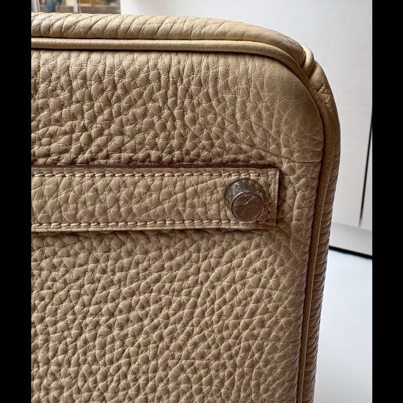 Hermes 銀釦羊毛白皮柏金 35-20