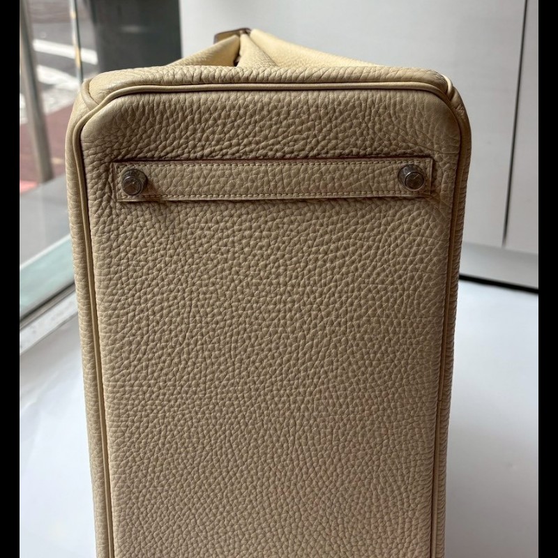 Hermes 銀釦羊毛白皮柏金 35-21