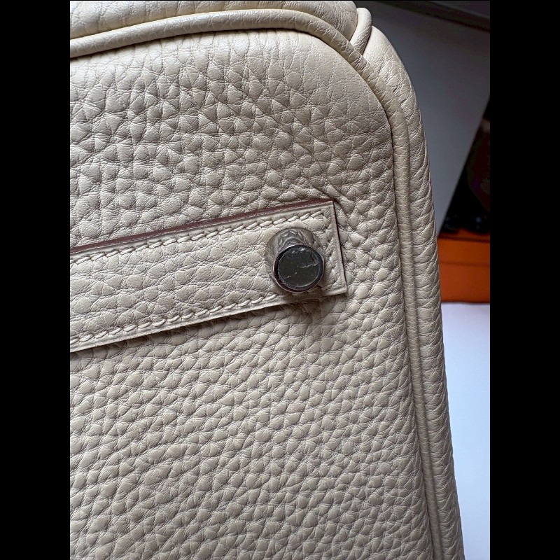 Hermes 銀釦羊毛白皮柏金 35-23