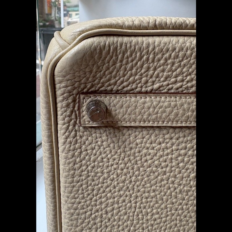 Hermes 銀釦羊毛白皮柏金 35-24