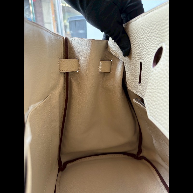 Hermes 銀釦羊毛白皮柏金 35-27