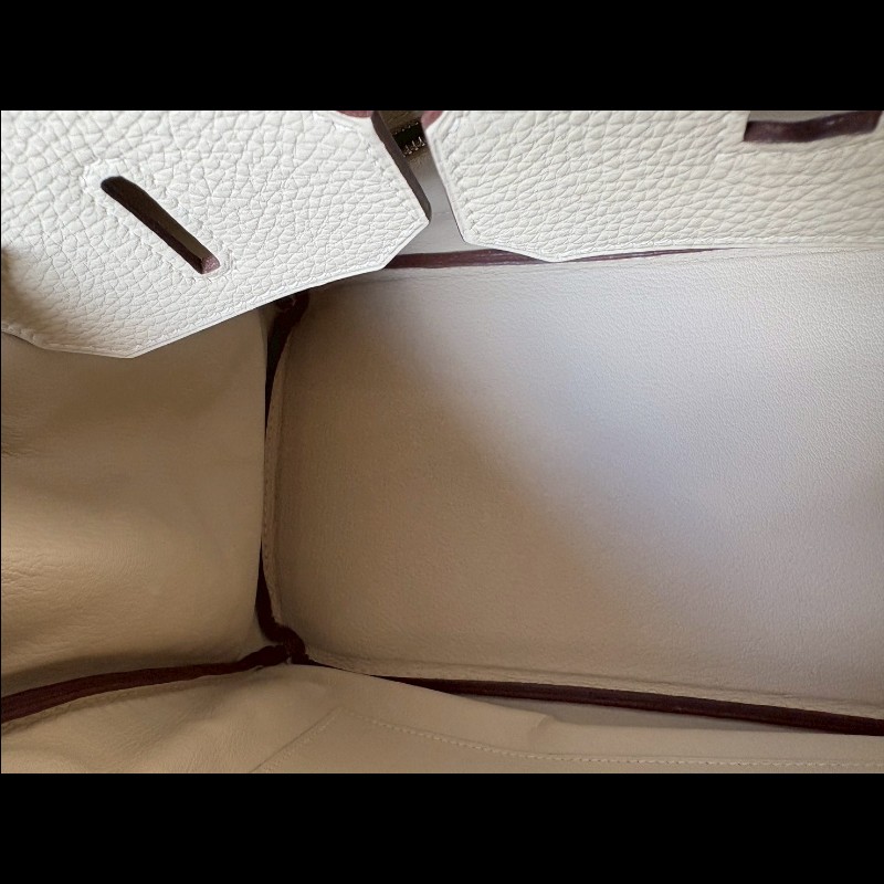 Hermes 銀釦羊毛白皮柏金 35-28