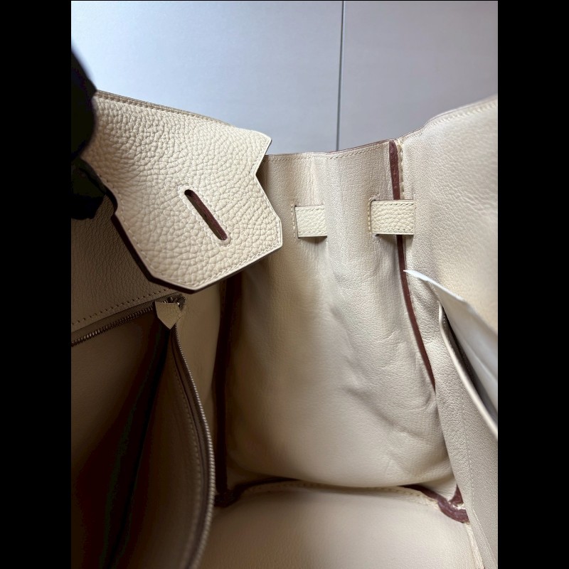 Hermes 銀釦羊毛白皮柏金 35-29