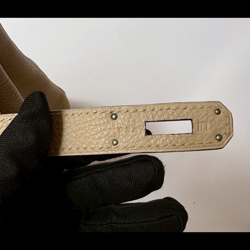 Hermes 銀釦羊毛白皮柏金 35-31