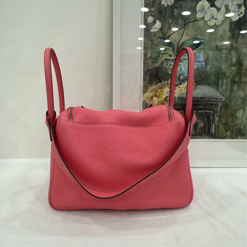 Hermes 愛馬仕 lindy 26 粉紅銀扣 tc皮 Z刻-3