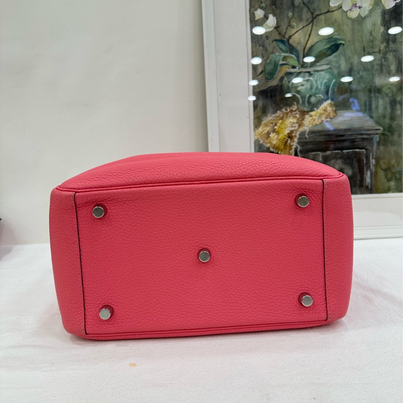 Hermes 愛馬仕 lindy 26 粉紅銀扣 tc皮 Z刻-5