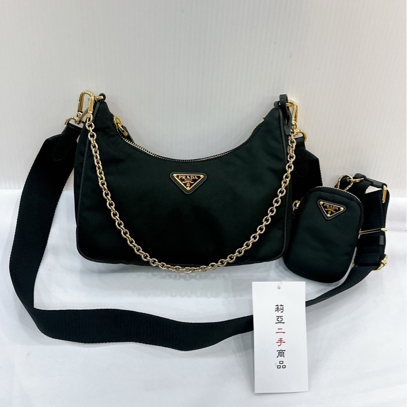 莉亞精品♡ Prada 三合一 黑金 二手美包-2
