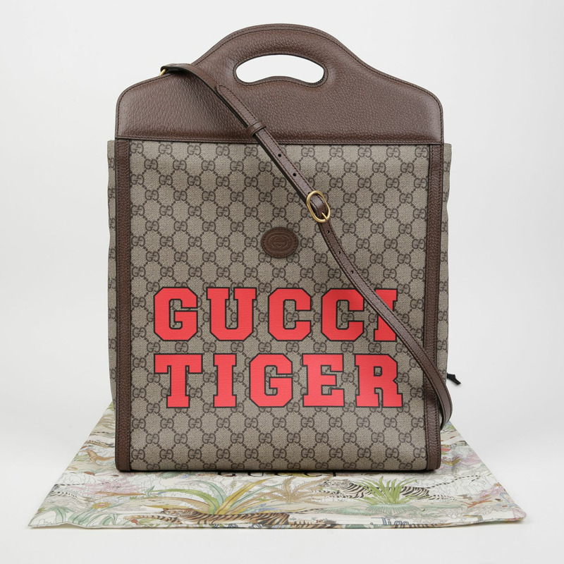 GUCCI 虎紋織帶手提單肩包 688497-0
