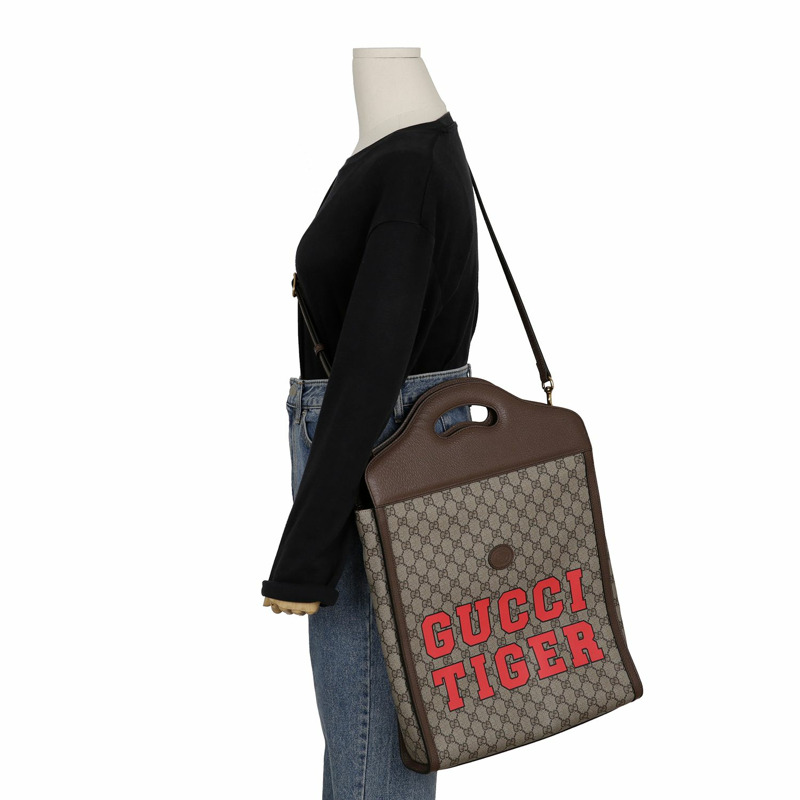 GUCCI 虎紋織帶手提單肩包 688497-12