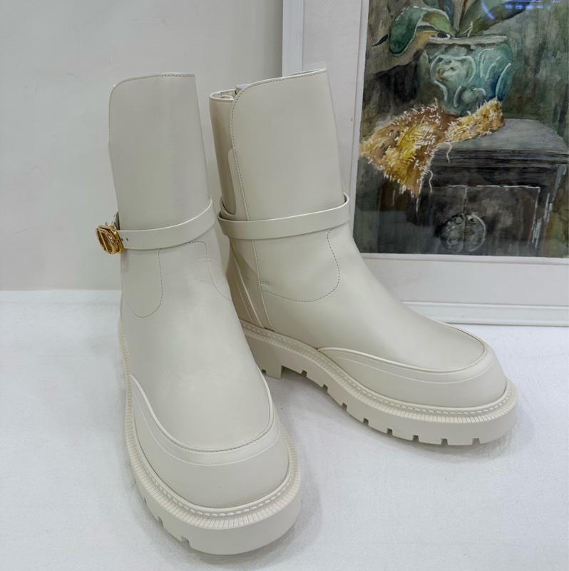 Dior 迪奧 Empreinte 白色金扣厚底短靴 38.5碼-2