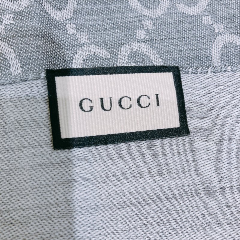 TW4558 Gucci 古馳 灰白色 絲巾 Scarf GG Supreme Grey x White Wool 45x180cm-5