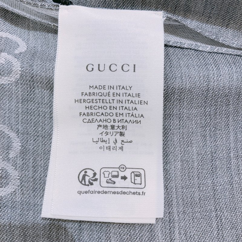 TW4558 Gucci 古馳 灰白色 絲巾 Scarf GG Supreme Grey x White Wool 45x180cm-6