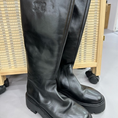 CELINE賽琳 皮革高筒靴 4.5cm 女款 黑色 38碼