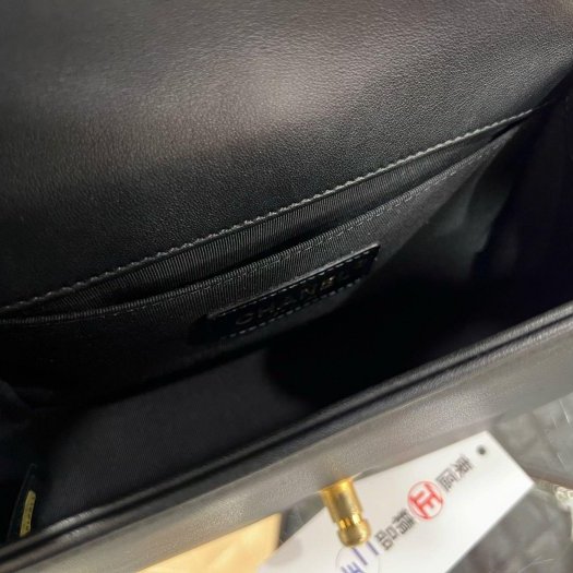 ㊣東區正精品㊣CHANEL BOY 20cm A67085 香奈兒黑色羊皮霧金釦式翻蓋男孩包斜背包 RZ6001-3