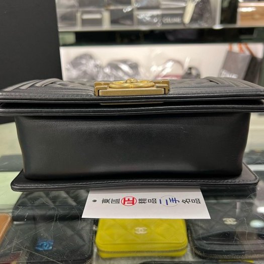 ㊣東區正精品㊣CHANEL BOY 20cm A67085 香奈兒黑色羊皮霧金釦式翻蓋男孩包斜背包 RZ6001-5