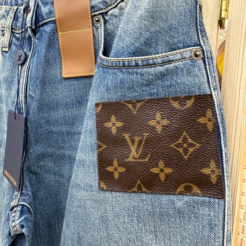Louis Vuitton 路易威登 24新款拼皮阔腿牛仔裤 38碼 全新带吊牌 #Louis Vuitton/路易威登 #换季穿新衣-2