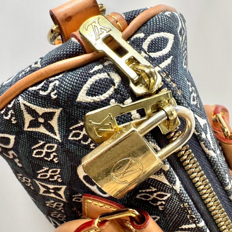 LV SPEEDY 25 限量 1854 單寧藍 緹花 手提 斜背 波士頓包 M57400-2