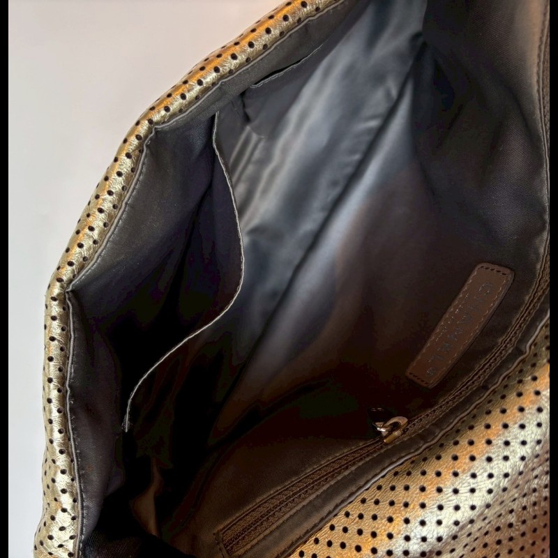 Chanel 銀鍊金色洞洞皮革方釦口蓋包 2.55-22