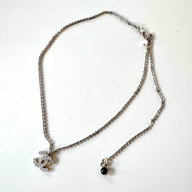 CHANEL 經典 雙C 水鑽 項鍊 長項鍊 短項鍊 兩段式調長度-4