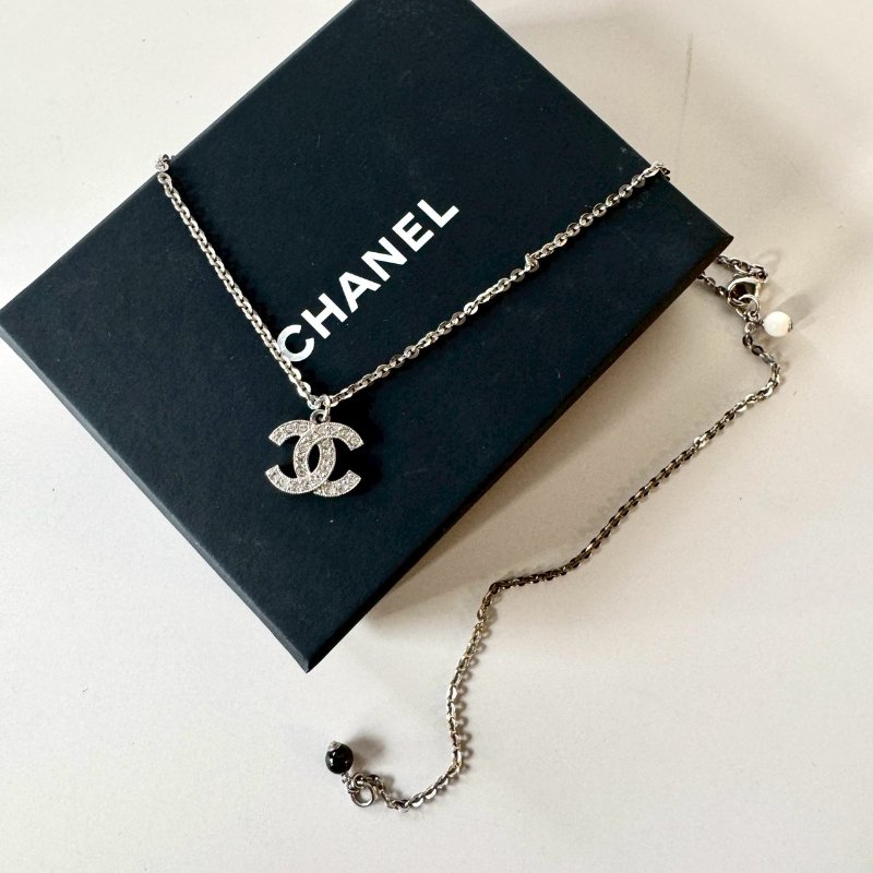CHANEL 經典 雙C 水鑽 項鍊 長項鍊 短項鍊 兩段式調長度-1