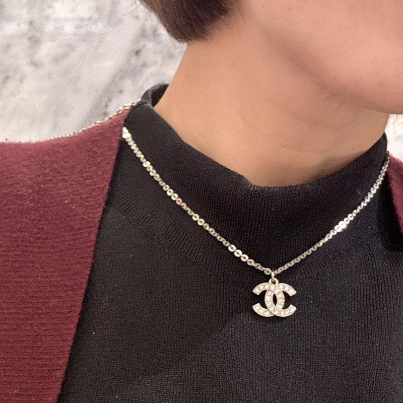 CHANEL 經典 雙C 水鑽 項鍊 長項鍊 短項鍊 兩段式調長度-2