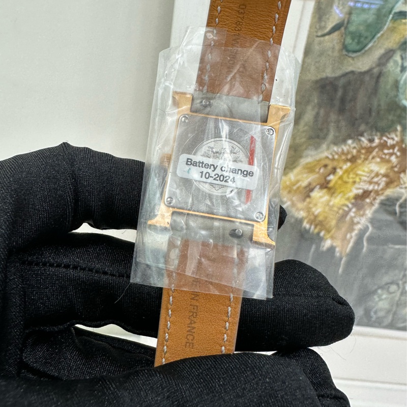 HERMES HEURE H 女士腕錶,11刻度鑽,21mm(最寬處25mm),粉紅色霧面**錶帶,U刻 閒置全套-2