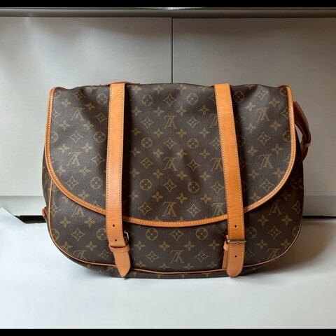 LV 老花雙釦大馬鞍包