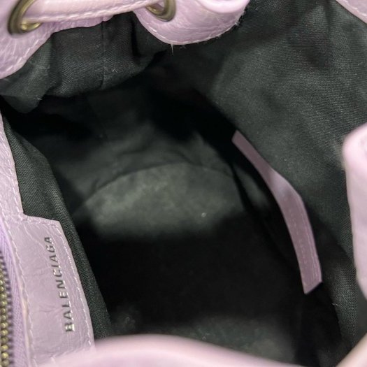 ㊣東區正精品㊣BALENCIAGA 702431 Le Cagole bucket 近全新紫色銀扣鉚釘斜背包水桶包 RZ6038-3
