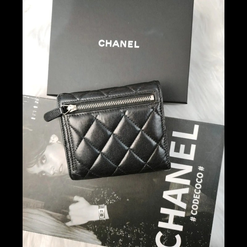 Chanel 黑銀 小羊皮 銀扣 25開-1