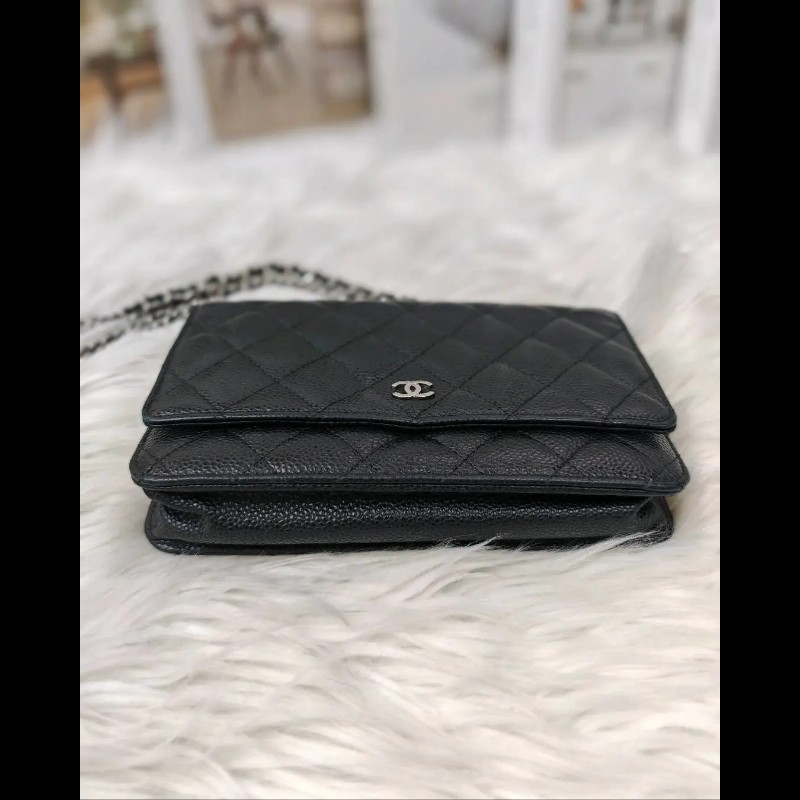 Chanel woc 黑銀 荔枝紋牛皮 24開-2