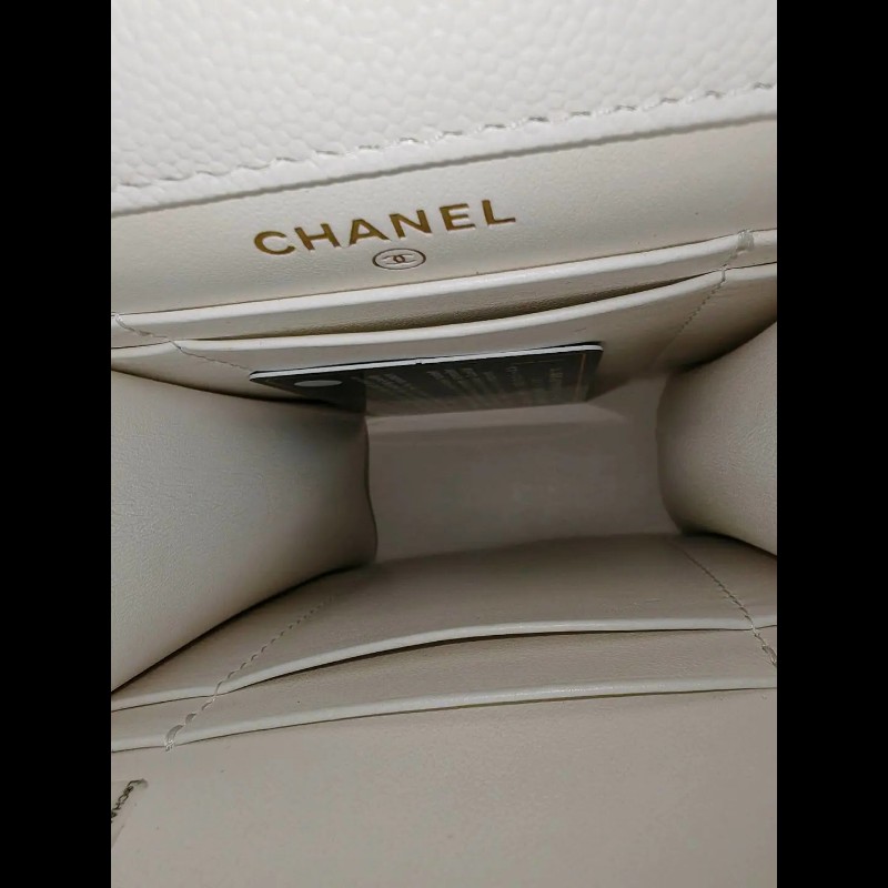 Chanel 白色金扣 雙C 單肩包 31開-5