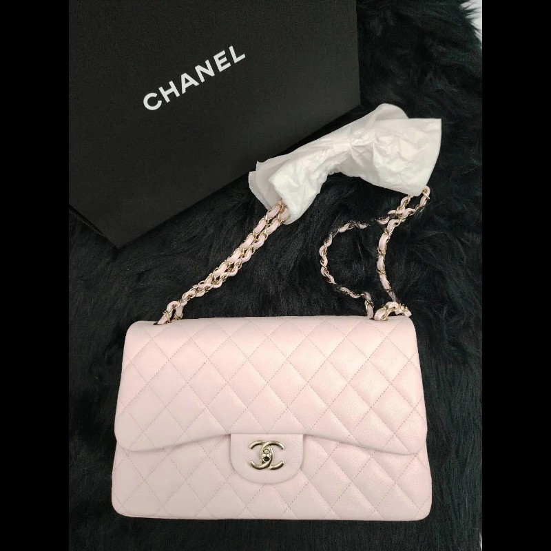 Chanel CF Jumbo 粉色金扣 芯片款-0