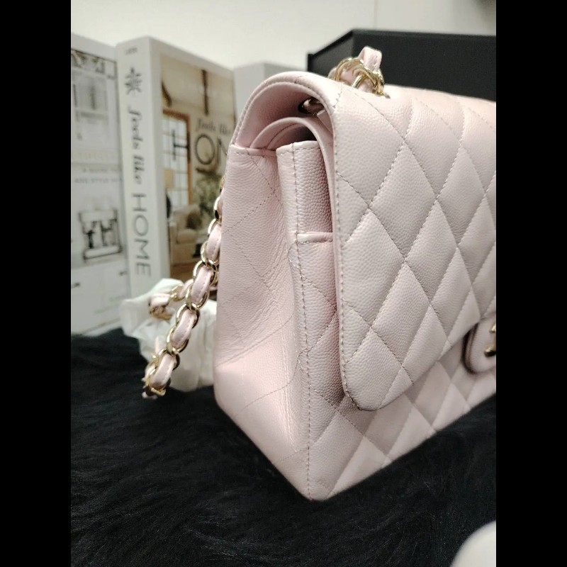 Chanel CF Jumbo 粉色金扣 芯片款-3