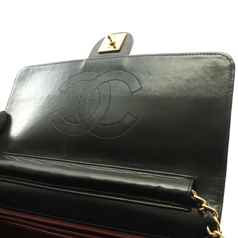 香奈兒 (CHANEL) Matelasse 單蓋單肩包,羊皮材質,黑色-5