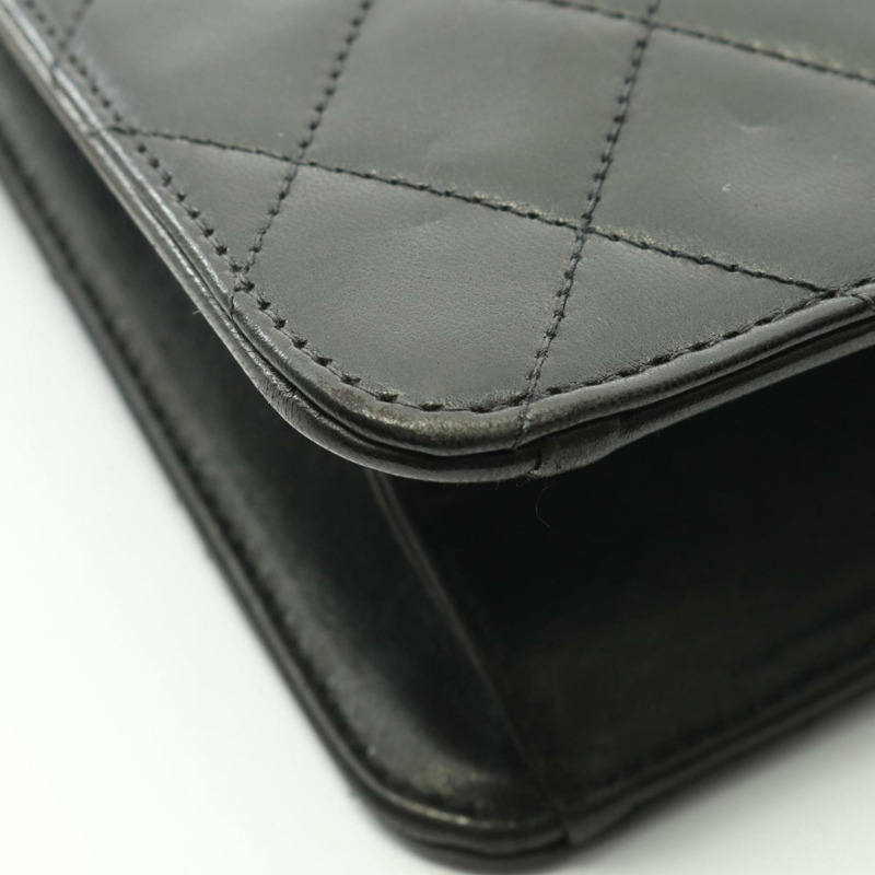 香奈兒 (CHANEL) Matelasse 單蓋單肩包,羊皮材質,黑色-6