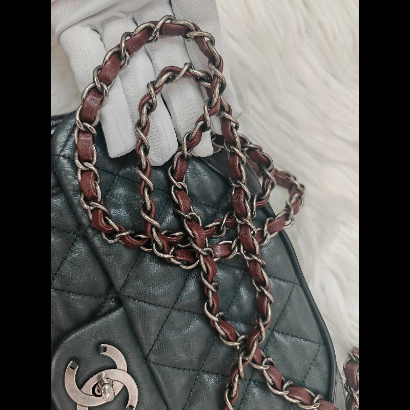 Chanel Vintage 做舊銀扣 斜挎包 13開-2