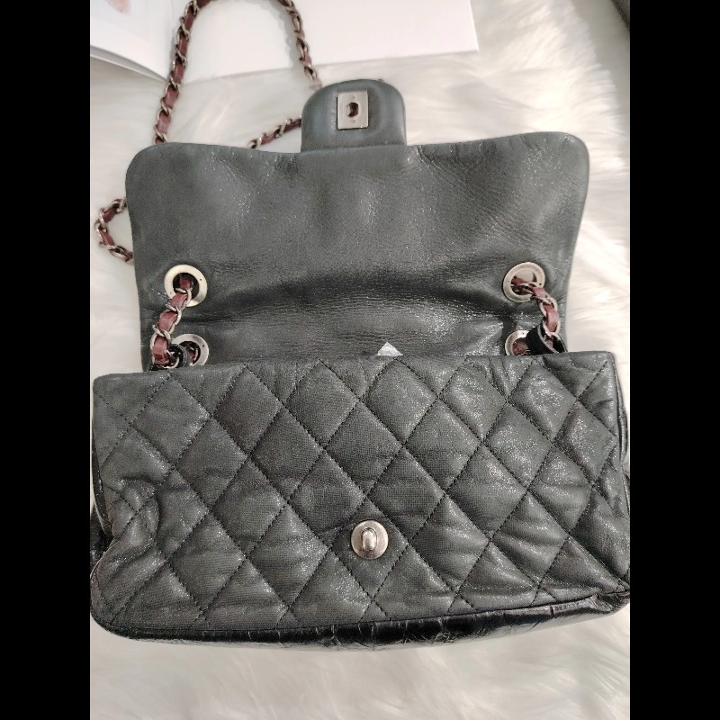 Chanel Vintage 做舊銀扣 斜挎包 13開-5