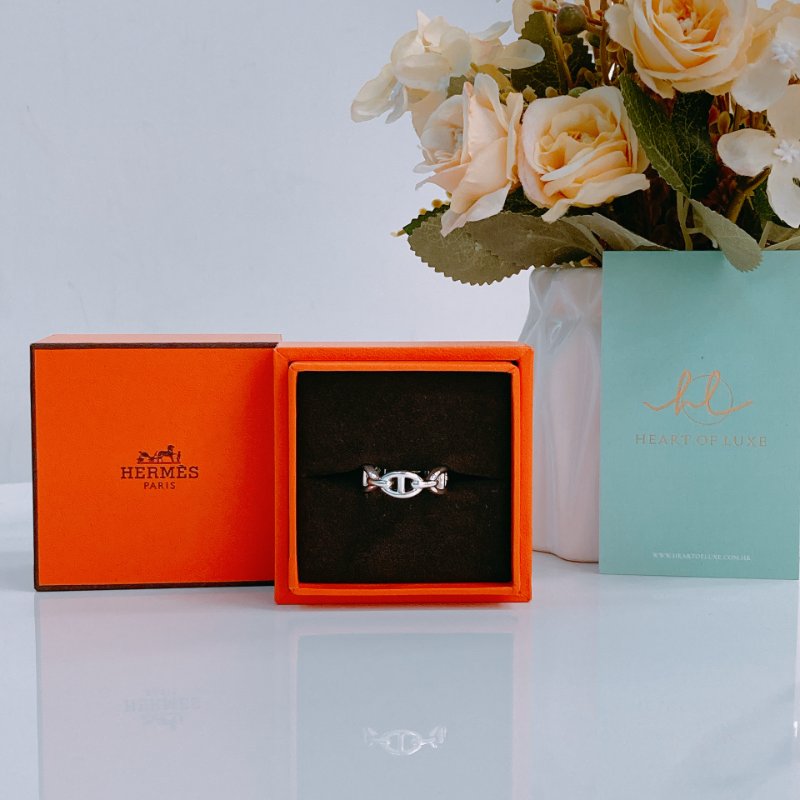 MS0387 Hermes 愛馬仕 豬鼻子 小號 銀戒指 / 介指   Chaine d'ancre Enchainee Ring Small Model Silver 925 Size 54-0